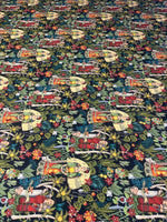 Frida Kahlo Tropical Black Background Fabric by the Metre - Whotex Fabrics London