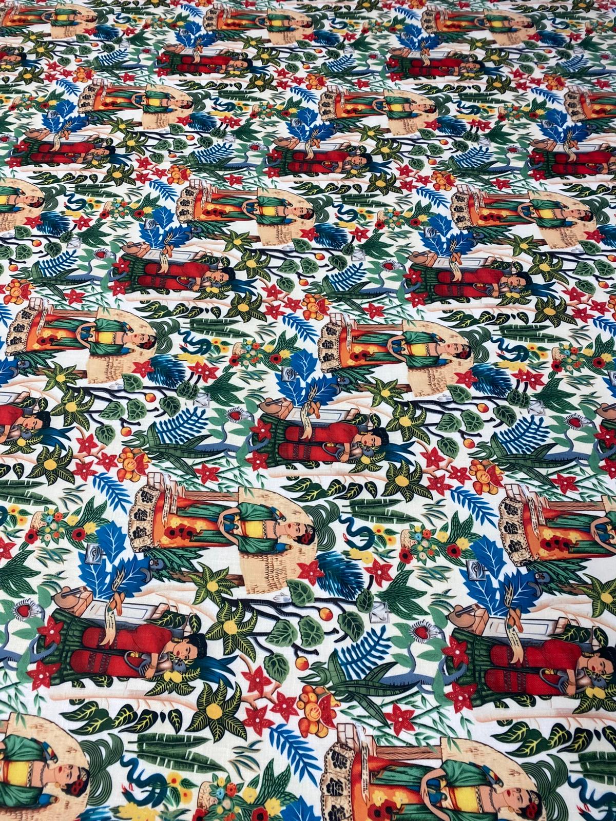 Frida Kahlo Tropical Print Fabric by the Metre - Whotex Fabrics London
