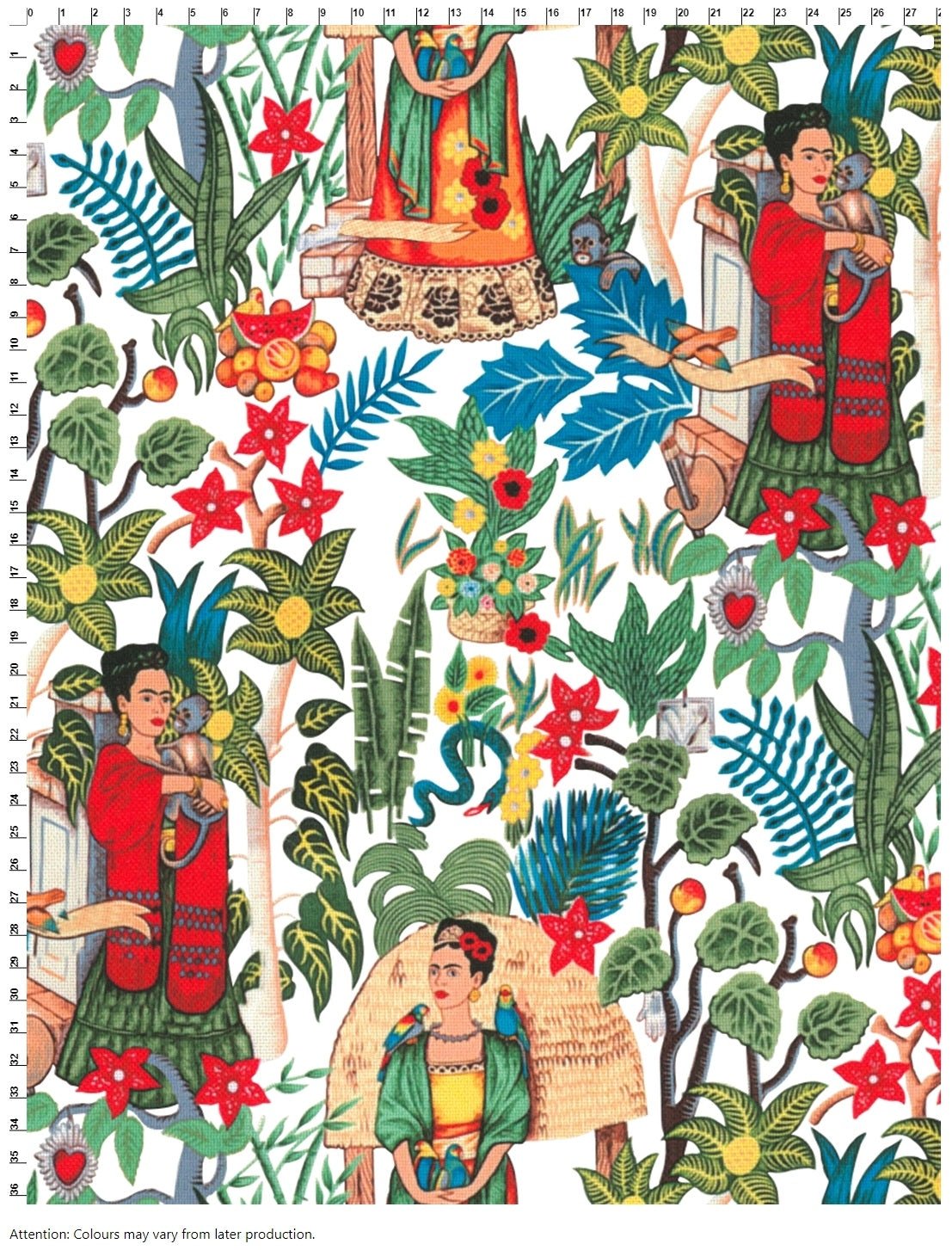 Frida Kahlo Tropical Print Fabric – Colourful Design by the Metre - Whotex Fabrics London