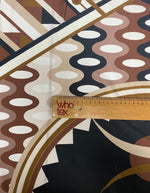 Geometric Art Deco Fabric – Brown Beige Retro Pattern by the Metre - Whotex Fabrics London