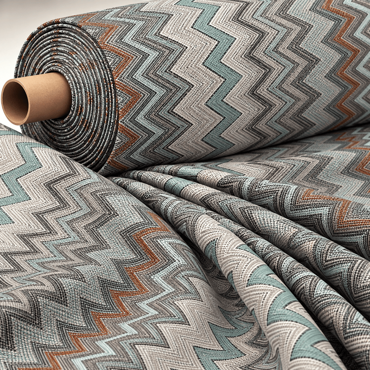 Geometric Chevron Pattern Fabric by the Metre - Whotex Fabrics London