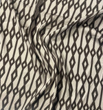 Geometric Diamond Fabric – Black & Beige Minimal Print by the Metre - Whotex Fabrics London