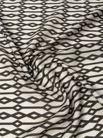 Geometric Diamond Fabric – Black & Beige Minimal Print by the Metre - Whotex Fabrics London