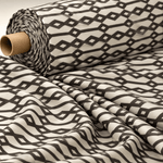 Geometric Diamond Fabric – Black & Beige Minimal Print by the Metre - Whotex Fabrics London