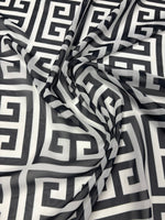 Geometric Greek Key Chiffon Fabric by the Metre - Whotex Fabrics London