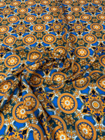 Geometric Medallion Moss Crepe Fabric by the Metre - Whotex Fabrics London