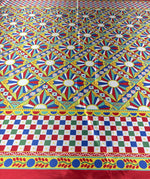 Geometric Mosaic Lycra Satin Fabric by the Metre - Whotex Fabrics London