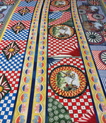 Geometric Mosaic Print Linen Fabric by the Metre - Whotex Fabrics London