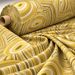 Gold Abstract Crepe Fabric by the Metre - Whotex Fabrics London