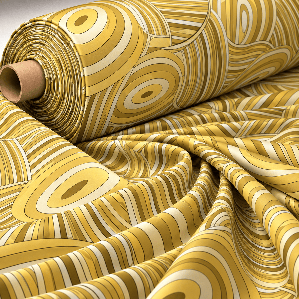 Gold Abstract Crepe Fabric by the Metre - Whotex Fabrics London