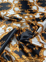 Gold Baroque Lycra Satin Fabric by the Metre - Whotex Fabrics London