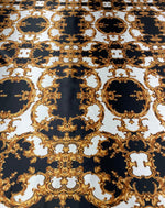 Gold Baroque Lycra Satin Fabric by the Metre - Whotex Fabrics London