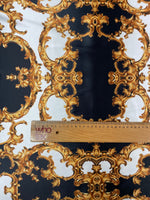 Gold Baroque Lycra Satin Fabric by the Metre - Whotex Fabrics London