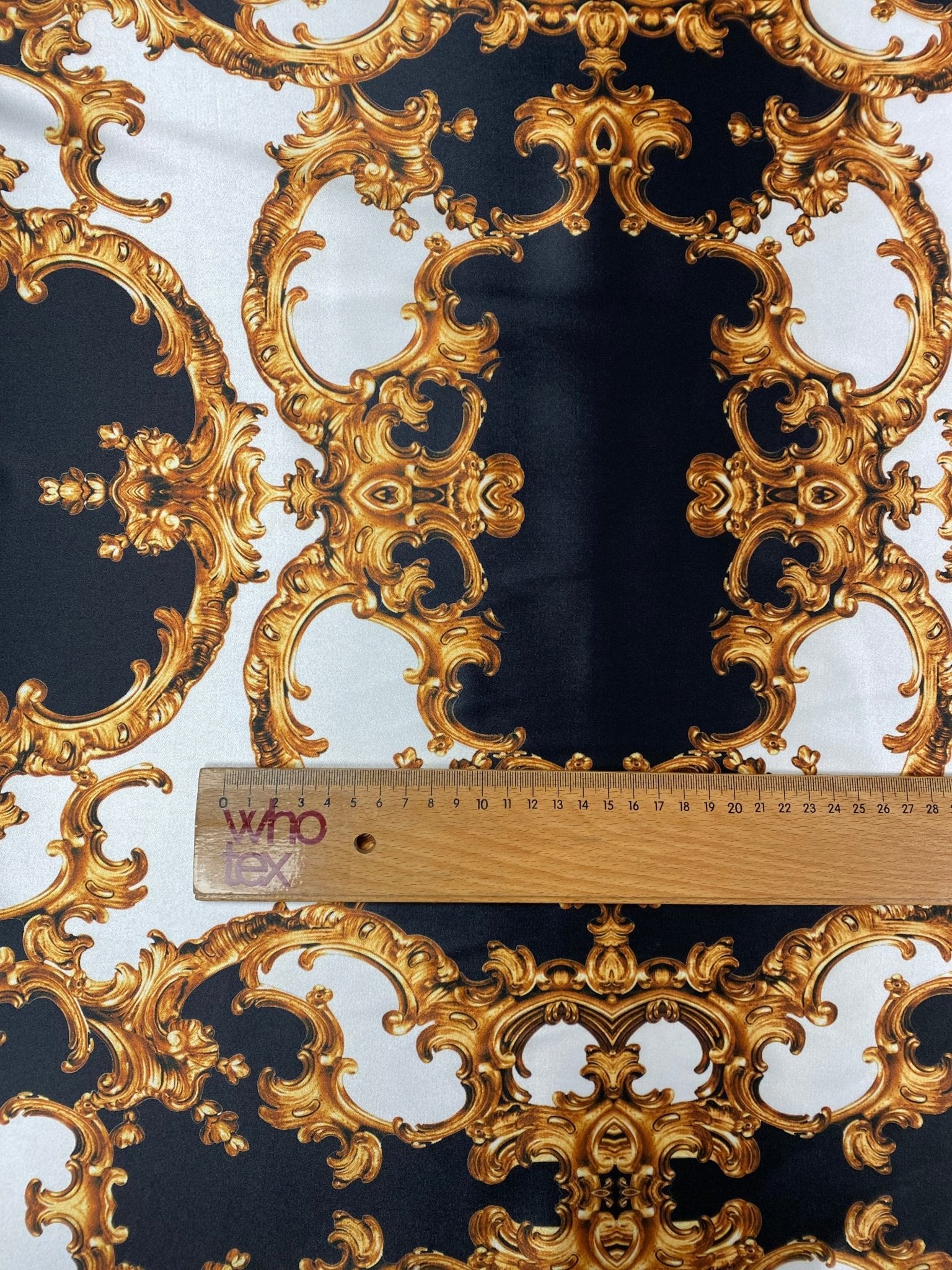 Gold Baroque Lycra Satin Fabric by the Metre - Whotex Fabrics London