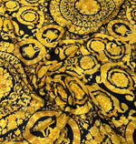 Gold Baroque Medallion Moss Crepe Fabric by the Metre - Whotex Fabrics London
