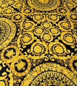 Gold Baroque Medallion Moss Crepe Fabric by the Metre - Whotex Fabrics London