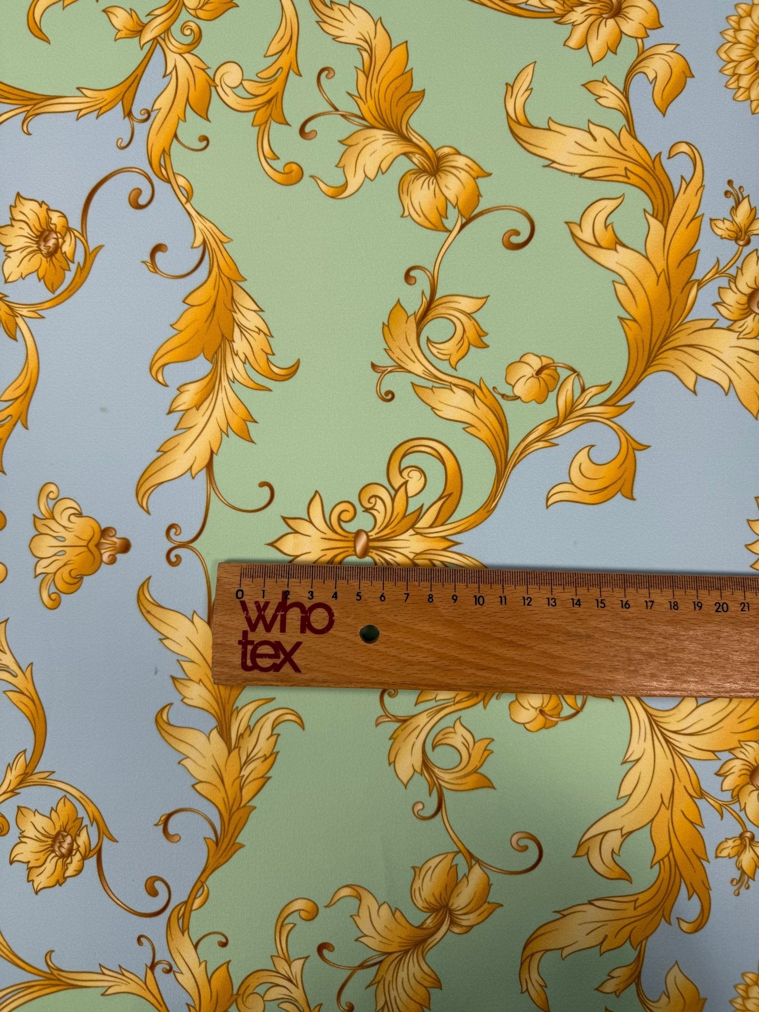 Gold Baroque Moss Crepe Fabric by the Metre - Whotex Fabrics London