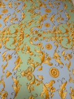 Gold Baroque Moss Crepe Fabric by the Metre - Whotex Fabrics London