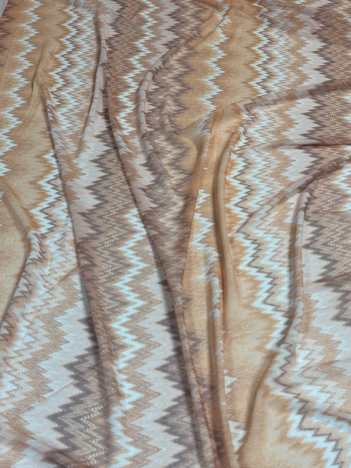Golden Ombre Zigzag Power Mesh Fabric by the Metre - Whotex Fabrics London