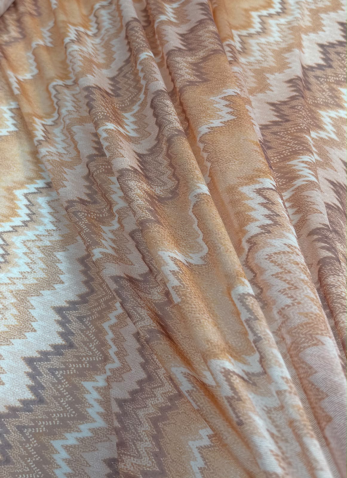 Golden Ombre Zigzag Power Mesh Fabric by the Metre - Whotex Fabrics London
