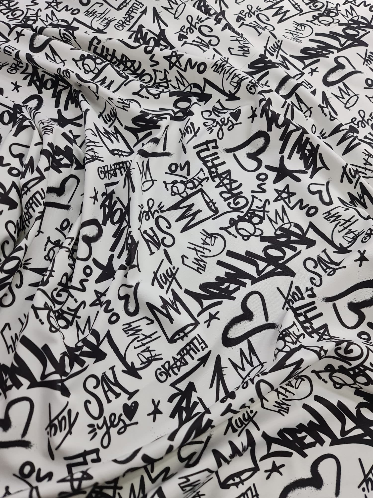 Graffiti Pattern Fabric, dancewear, activewear, sportwear Fabric By The Yard - Whotex Online Fabric Store