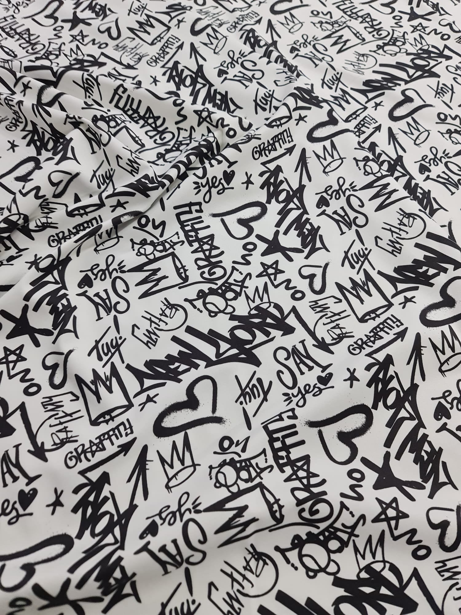 Graffiti Pattern Fabric, dancewear, activewear, sportwear Fabric By The Yard - Whotex Online Fabric Store