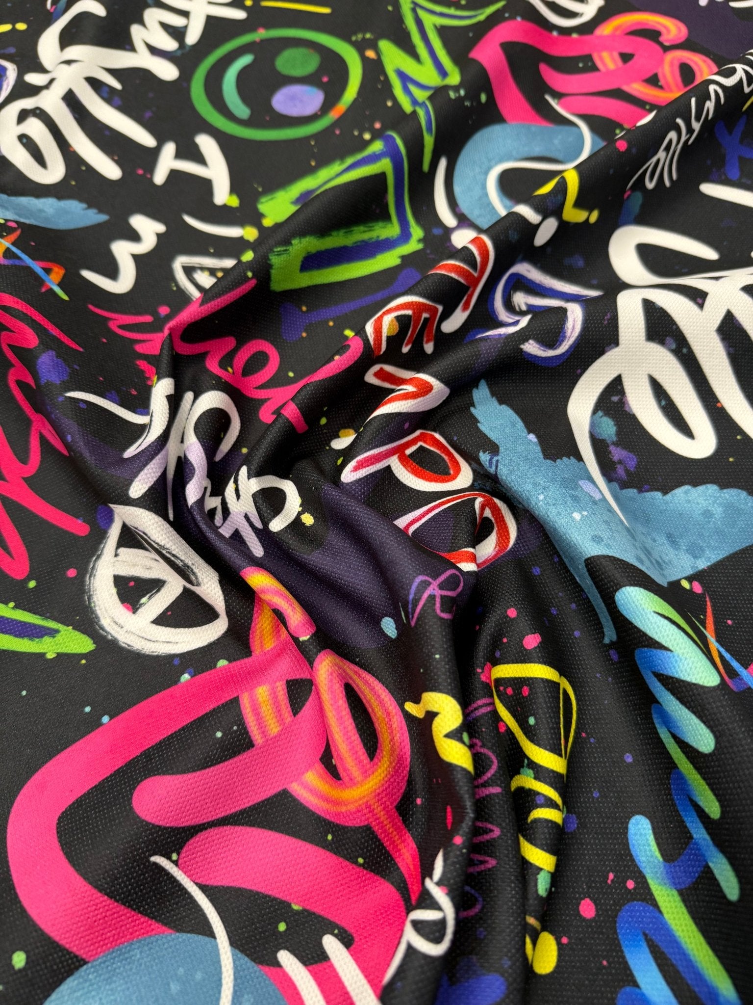 Graffiti Street Art Fabric – Multiple Fabric Options, Sold by Metre - Whotex Fabrics London