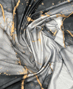 Gray Tie Dye Fabric with Gold Accents by the Metre - Whotex Fabrics London