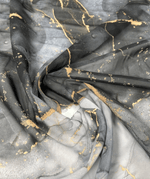 Gray Tie Dye Fabric with Gold Accents by the Metre - Whotex Fabrics London