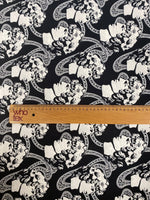 Greek Crepe Fabric - Youth Pattern Black White Rome Design - Whotex Online Fabric Store