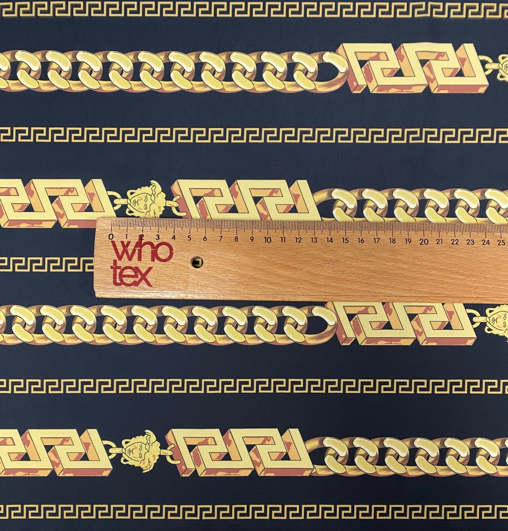 Greek Key Black and Gold Pattern Fabric – Available in Satin, Crepe, Spandex & Chiffon | By Metre - Whotex Fabrics London