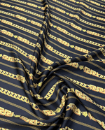 Greek Key Black and Gold Pattern Fabric By Metre - Whotex Fabrics London