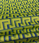 Greek Key Neon Green Geometric Fabric by Metre - Whotex Fabrics London