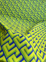 Greek Key Pattern Fabric, Neon Green Geometric Pattern Fabric, - Whotex Online Fabric Store