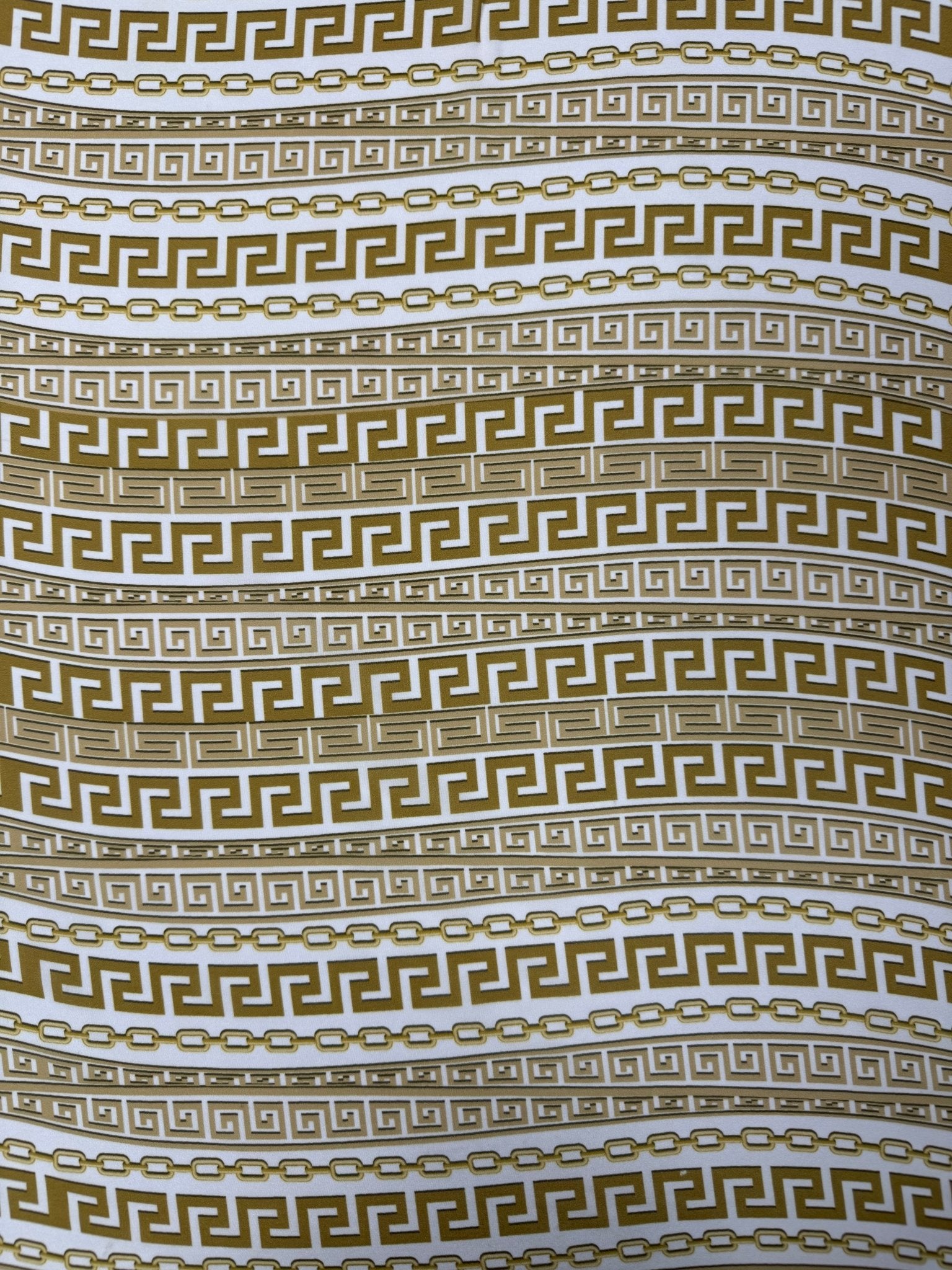 Greek Key Stripe Moss Crepe Fabric by the Metre - Whotex Fabrics London