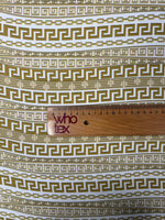 Greek Key Stripe Moss Crepe Fabric by the Metre - Whotex Fabrics London