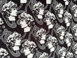 Greek Youth Pattern Crepe , Rome Pattern Black White Fabric - Whotex Online Fabric Store