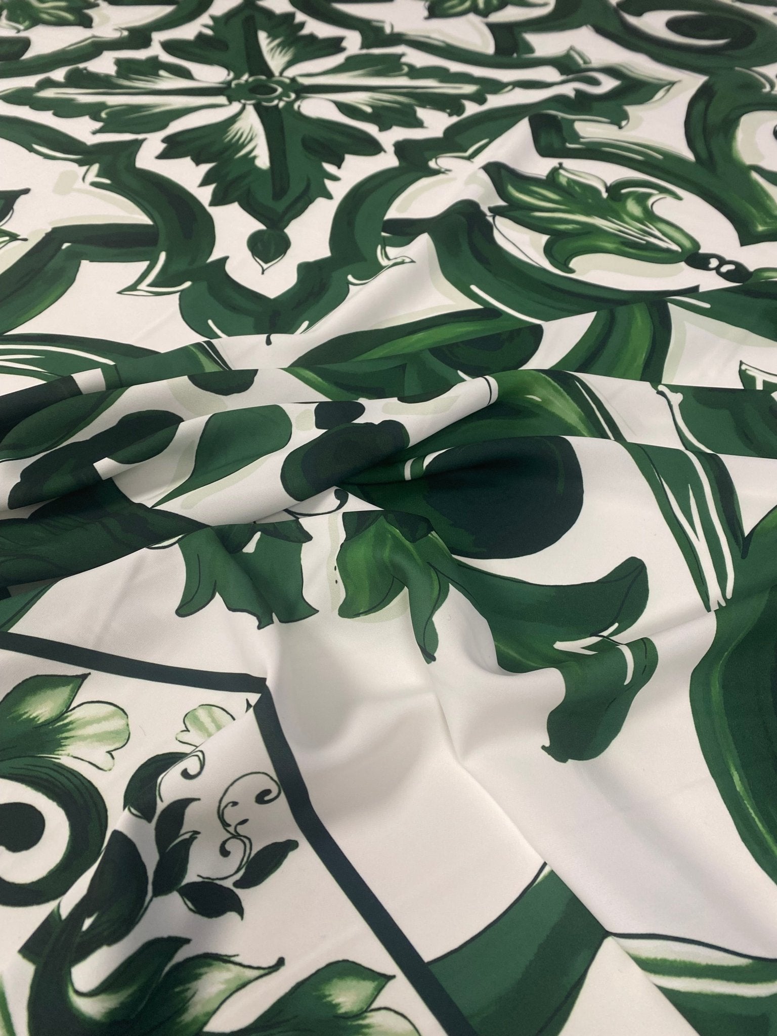 Green Baroque Floral Fabric - Whotex Online Fabric Store