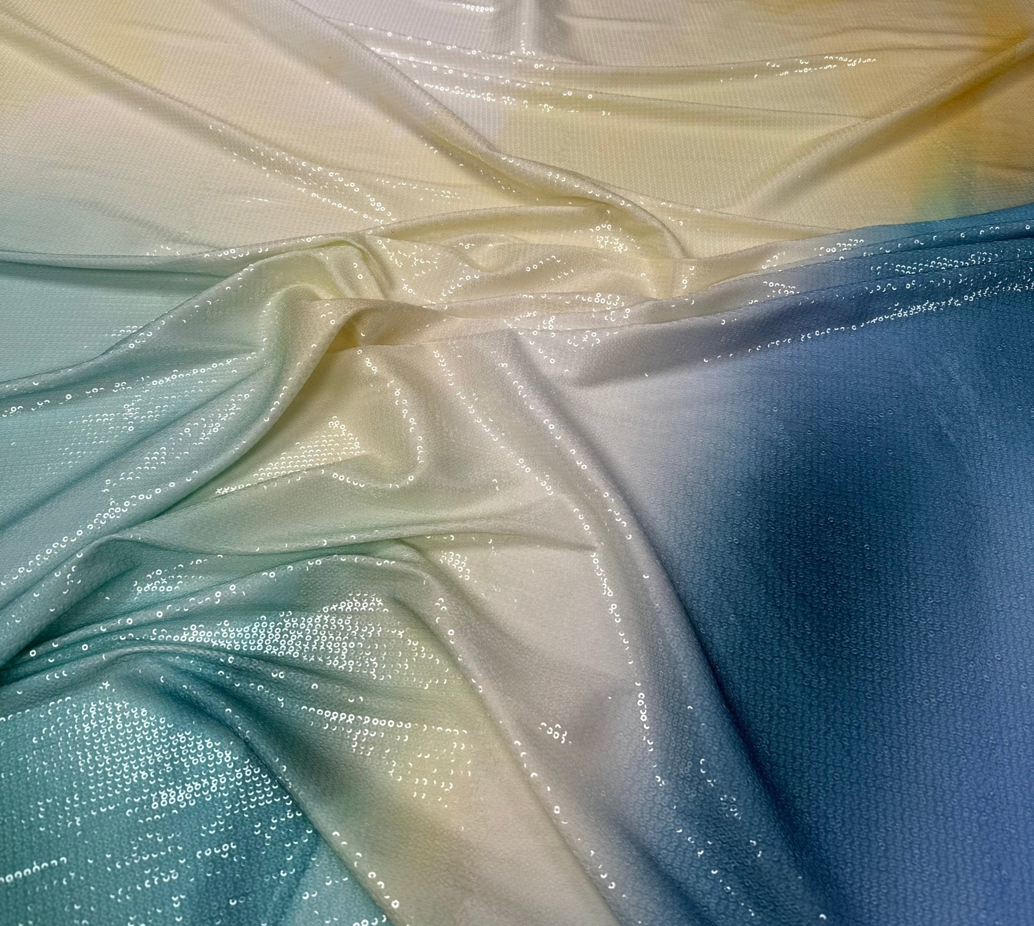 Green Blue Ombre Gradient Print Sequin Fabric by the Metre – Whotex ...