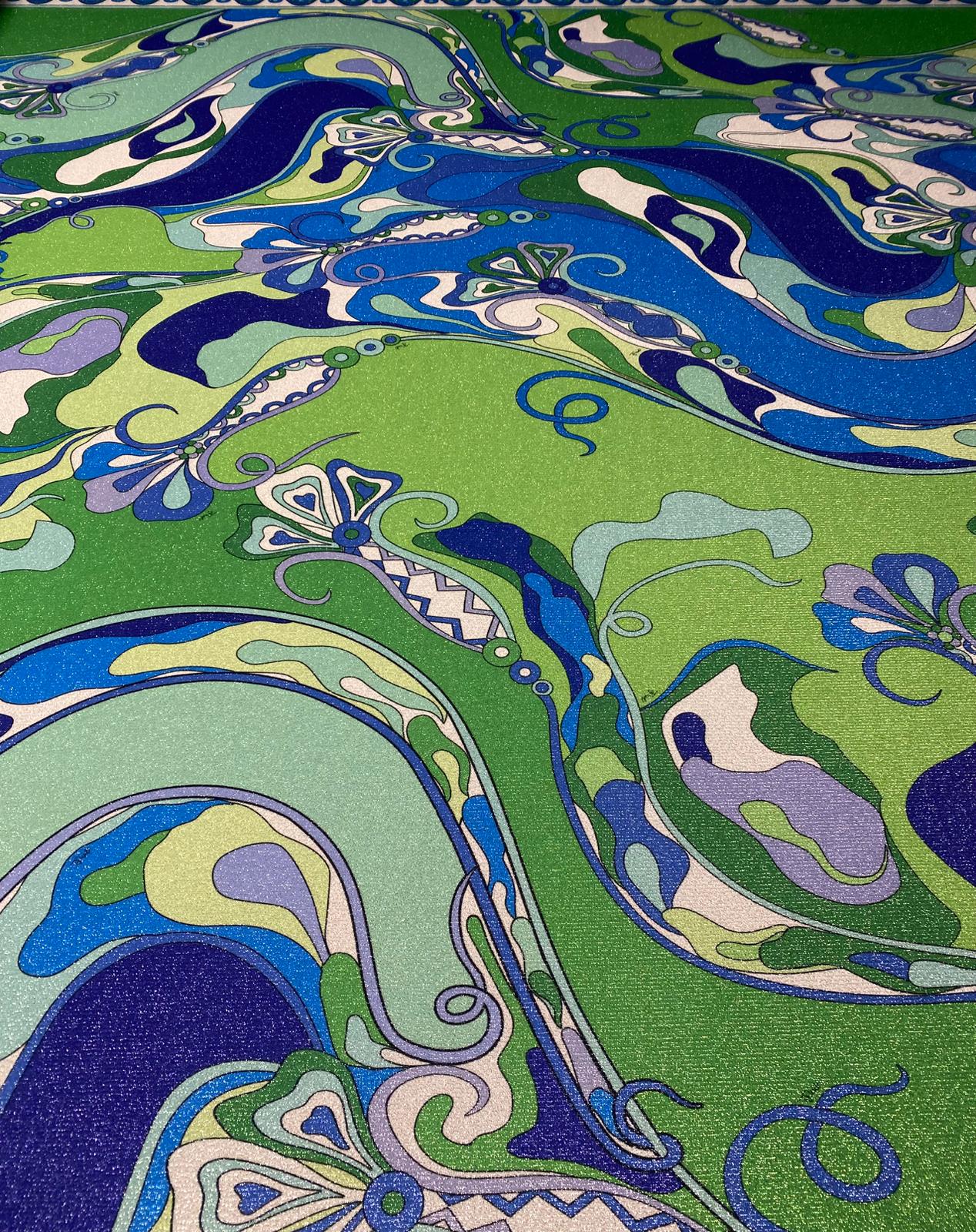Green Blue Shimmer Print Lurex Fabric by the Metre - Whotex Fabrics London