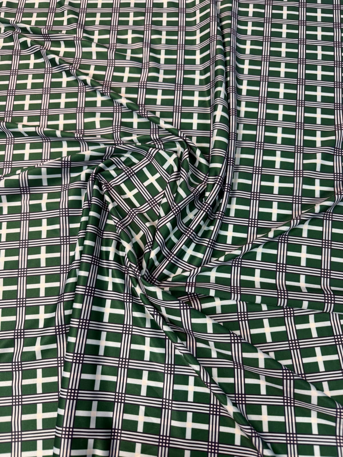 Green Check Spandex Fabric by the Metre - Whotex Fabrics London