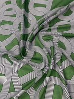 Green Geometric Pattern Fabric by the Metre - Whotex Fabrics London