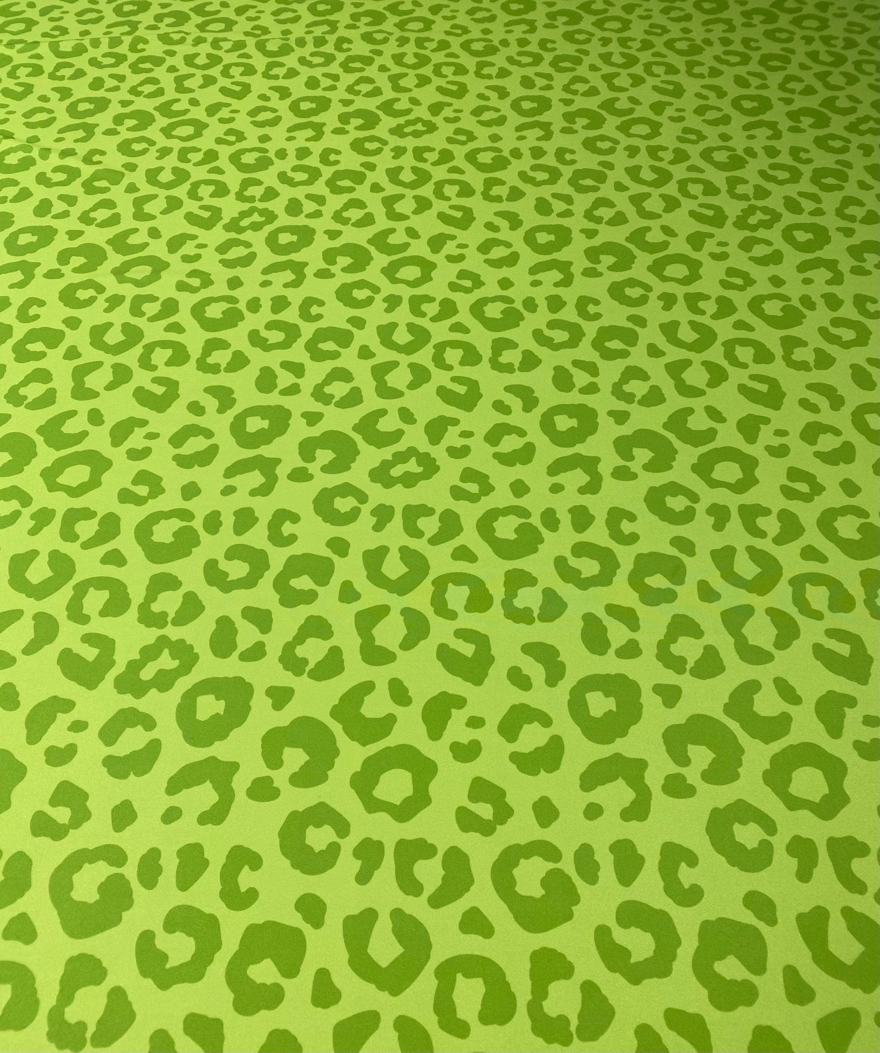 Green Leopard Print Lycra Stretch Fabric by the Metre - Whotex Fabrics London