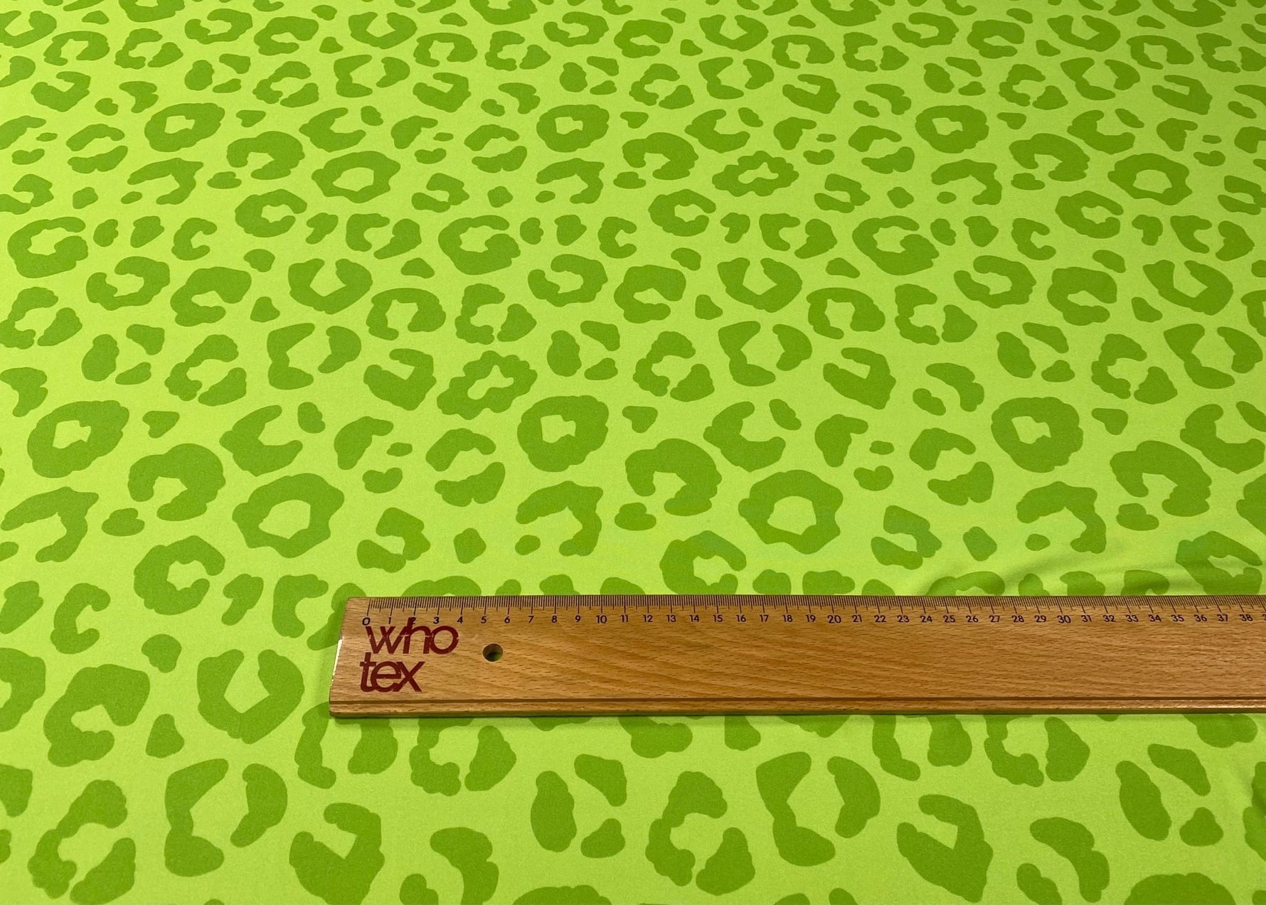 Green Leopard Print Lycra Stretch Fabric by the Metre - Whotex Fabrics London