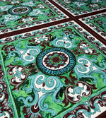 Green Ornamental Paisley Lycra Stretch Fabric by the Metre - Whotex Fabrics London
