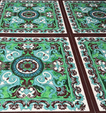 Green Ornamental Paisley Lycra Stretch Fabric by the Metre - Whotex Fabrics London