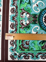 Green Ornamental Paisley Lycra Stretch Fabric by the Metre - Whotex Fabrics London