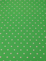 Green & Pink Polka Dot Satin Fabric by the Metre - Whotex Fabrics London