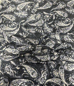 Grey Paisley Fabric by the Metre for Dressmaking - Whotex Fabrics London