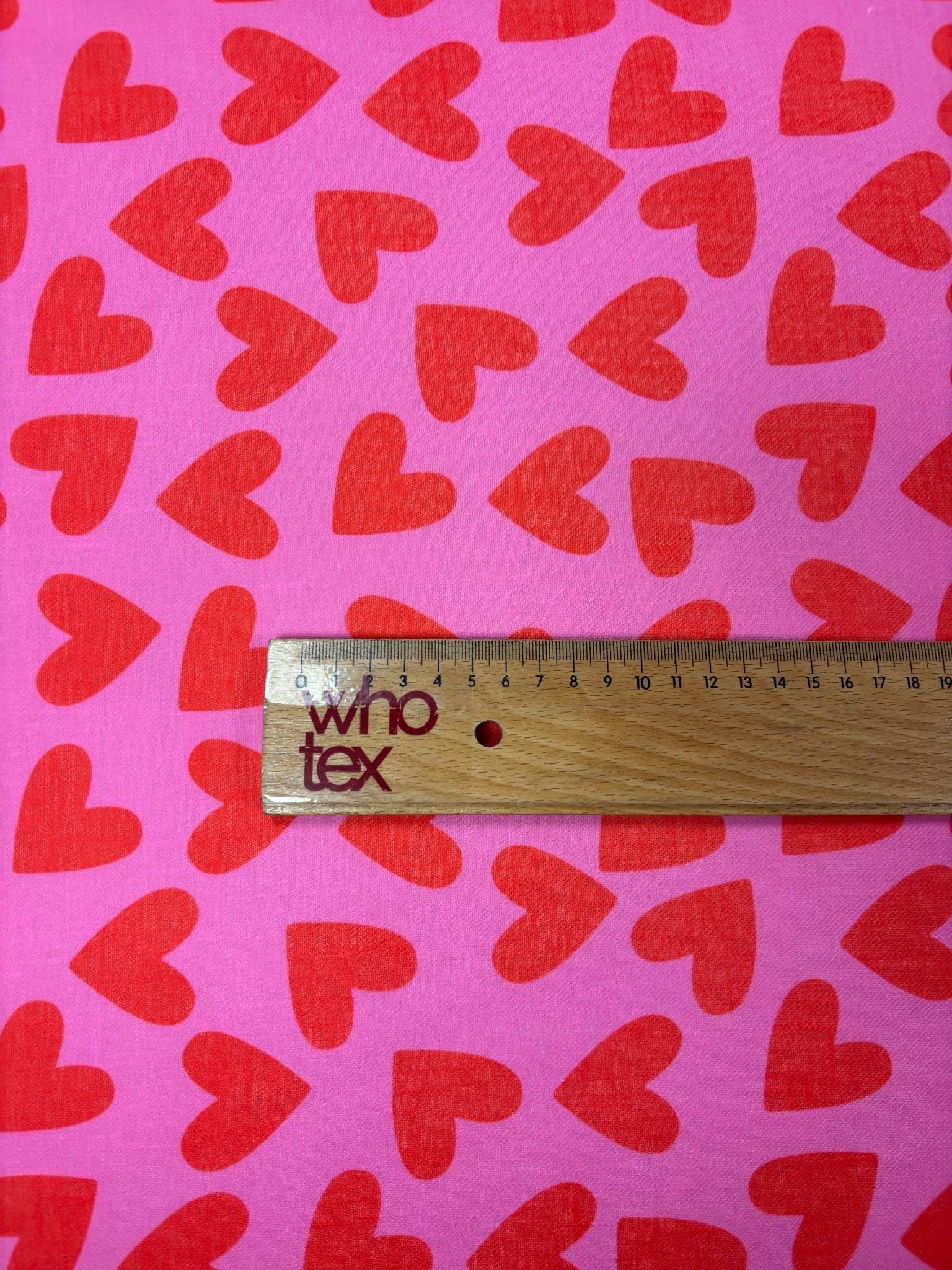 Heart Print Linen Fabric by the Metre - Whotex Fabrics London